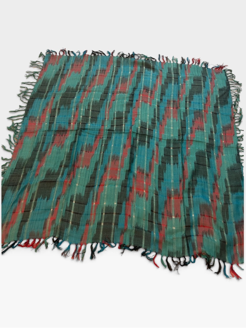 Ben Goodman Teal, Blue and Red Woven scarf